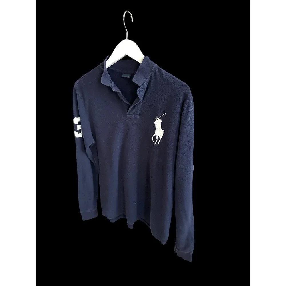 Vintage 90's Polo Big Horse Long Sleeve Shirt‎ Sz Small/Medium Navy Custom Fit